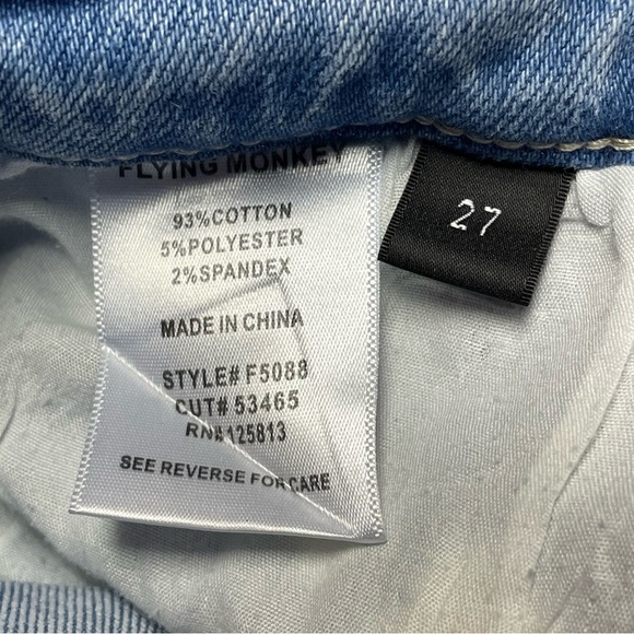 Flying Monkey High Rise Raw Hem Kick Flare Womens 27 Bleached Distressed - Picture 9 of 9